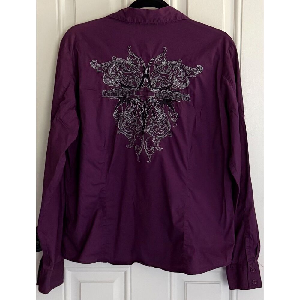Authentic Harley Davidson Women's Purple Button Down size XL (96299-11VW) 2009